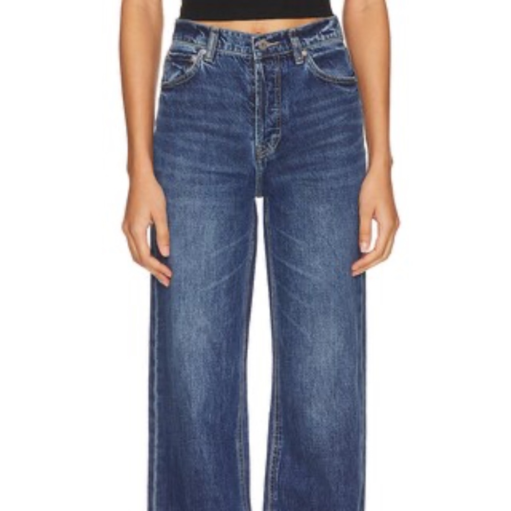 GRLFRND Brooklyn High Rise Loose Straight Jeans in garden court